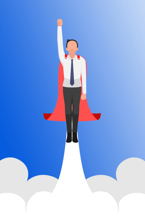 sourcing hero business man with cape